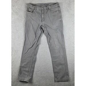 Duluth Trading Pants Mens 36x34 (33x31) Gray Flex Fire Hose Work Wear Slim Fit